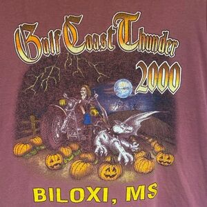2000 Vintage Single Stitch Biker Gulf Coast Thunder Halloween T-Shirt Size XL